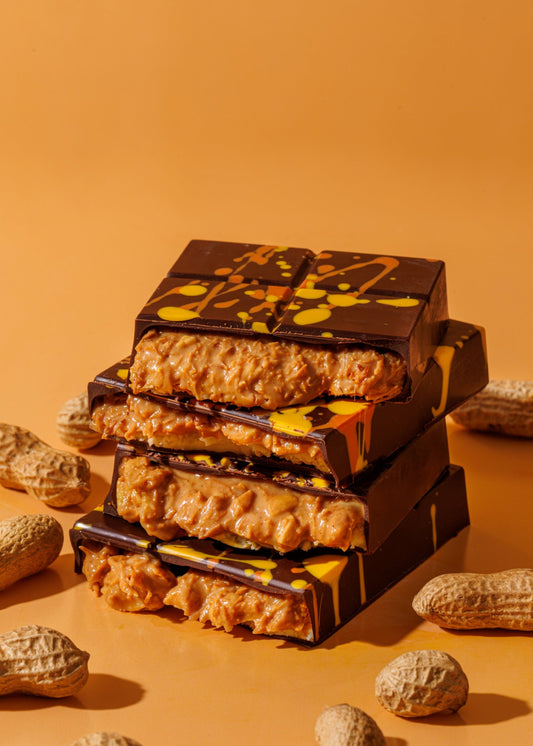 hong kong flavour peanut butter and condensed milk crispy knafeh dark chocolate